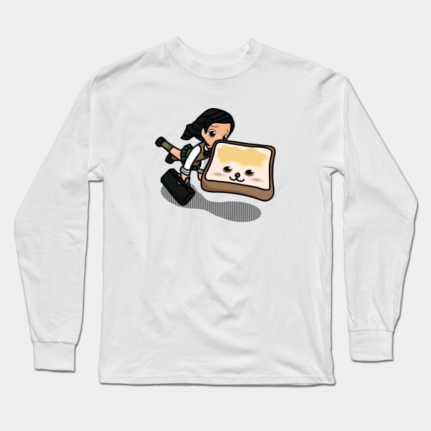 Japanese Schoolgirl Morning Bread Bumping Accident Long Sleeve T-Shirt by sadpanda